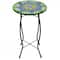 19" Green & Blue Peacock Flower Tail Glass Patio Side Table
